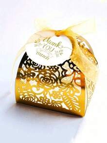 25 件紫玫瑰糖果盒配丝带，激光切割巧克力包装盒，适用于婚礼、回礼、纪念品、情人节、生日派对、圣餐回礼等 - 紫色 - 查看 9