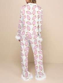 Women Christmas Pajamas Lounge Set Santa/Christmas Tree/Boots Print Shirts Tops And Pants 2 Piece Loungewear Outfits - Mixed Colors - View 8