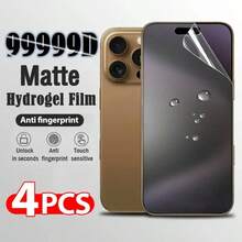 4 pièces Protecteur d'écran hydrogel mat à couverture intégrale compatible avec iPhone 16 ProMax/15 Pro/14 Plus/13/12/11 Pro/X/XR/Xs Max, anti-empreintes digitales, anti-rayures, toucher lisse, réparation des rayures, pas en verre trempé - Transparent - Voir 2