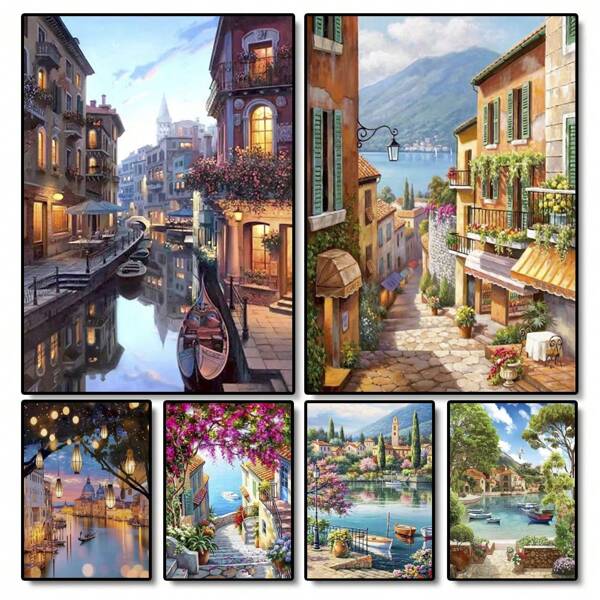 1pc PhotoCustom Paint By Numbers Pictures For Adults On Canvas City Landscpae Coloring Drawing Oil Paintings By Number Home Decor