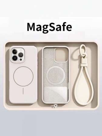 液体硅胶磁性手机壳适用于 16 Pro Max - 带防丢挂绳磁性手机壳