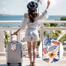 2 peças/conjunto de etiquetas de bagagem com tema de guitarra colorida e vida amorosa, etiquetas de bagagem de material PU com informações de identidade graváveis, cores vibrantes para personalizar malas, mochilas, bolsas ou pacotes grandes