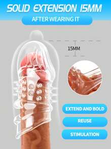 Funda de pene con 2 tallas transparentes diferentes, juguete sexual masculino, producto sexy SM. Funda de pene transparente con partículas suaves. Funda de pene de silicona con vaina extendida. Anillo de pene con estiramiento esférico, reutilizable, funda de pene realista, juguete sexual para adultos, pareja, estimulación de la vagina femenina para mejorar el placer sexual, funda de pene de 4 cm de largo para hombres, juguete sexual para parejas