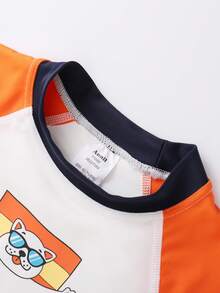 Annil Summer Two Pieces Swimsuit Set For Boys And Adults - Orange - View 4