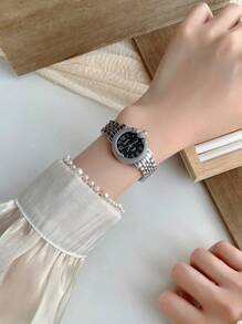 1pc Creative Watch Gold /Silver And Fashionable Quartz Watch, Suitable For Birthday Gift, Anniversary Gift, Daily Matching