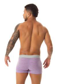 Kit com 5 Cuecas Box Boxer Adulto Masculina Confortável Não Enrola nas Pernas Básico Listrada Cintura Média. - Multicolorido - Visão 3