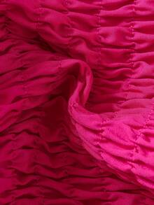 女孩优雅夏季网眼连衣裙，采用吊带和抽绳设计，与星月网眼连衣裙拼接而成，非常适合生日派对、大学派对或其他特殊场合 - 玫紅色 - 查看 5