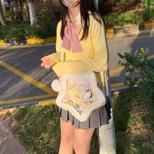 1pc Y2K Japanese Harajuku Kawaii Style High School Teen Girls JK &Lolita Bag Casual Campus Shoulder Bag,Millennial Hottie Cute Star Black Crossbody Bag,Transparent PU Leather Bag,Large Capacity DIY Badges Display Plate Ita Bag,Perfect Gifts For Women,Suitable For Daily Use,Comic Con,Concert,School,University Classroom,High School Junior High School Students Bag,Back To School Essentials,Collegue Homecoming,Second Dimension Fans,Japanese Anime Fans - Multicolor - View 11