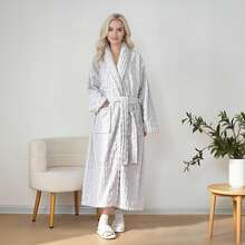 1pc Solid Color Coral Fleece Bathrobe, Soft And Quick Drying, Warm Full Body Towel With Adjustable Closure Suitable For Home, Bathroom, Bedroom, Pool - Comfortable Loungewear For All Seasons, Plush Robe Back To School - Multicolor - View 5