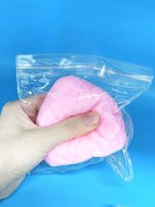 Juguete suave con forma de fresa grande y brillante, de material tipo silicona con aroma, hecho a mano para aliviar el estrés, de color rosa transparente con Top crema.