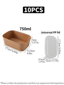 10/5/1 件/套 一次性纸质食品储存盒，带透明 PP 盖，防尘防虫，外卖午餐盒，餐厅外卖盒，家用烧烤，早餐，面包，零食服务盒，冰箱食品储存容器，纸质材料，防漏，户外野餐盒，适用于家庭厨房，餐厅，旅行