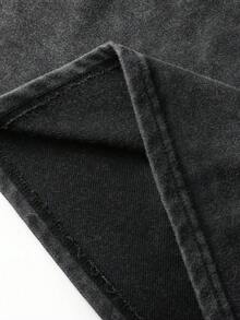 Men's Round Neck Short Sleeve Casual Commuter Top, Daily Wear Distressed Printed T-Shirt - màu đen - Xem 4