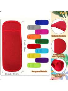1pc/6pcs/8pcs/10pcs Reusable & Washable Ice Pop Sleeves, Ice Lolly Holder, Popsicle Sleeves, Neoprene Ice Pop Covers, Summer - Multicolor - View 3