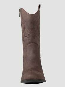 GLOBALWIN Women's Mid Calf The Western Cowgirl Boots Fashion Cowboy Boots For Women Chunky Low Heel Fall Boots Halloween Season - 19yy17brown - 查看 7