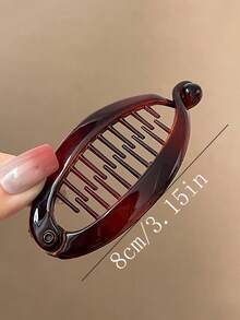 2个装女士琥珀色香蕉夹马尾辫发圈，优雅高冠发爪夹，日常发饰，发爪，发夹，发卡，头部饰品，发卡 - 巧克力棕 - 查看 4