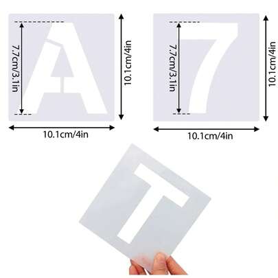 36 de șabloane reutilizabile de dimensiuni mari pentru alfabet și numere, pentru pictura pe perete din lemn, material textil, piatră, tablă, sticlă, pentru întoarcerea la școală, rechizite școlare