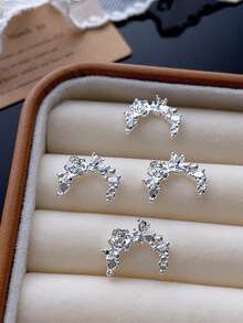 10/24/48颗3D立体优雅银色鹿角、蝴蝶结、星星、蝴蝶结美甲装饰，闪亮白色水晶水钻奢华弧形美甲饰品，合金DIY美甲宝石，适用于亚克力美甲贴纸、手机壳、鞋子、衣服、包包、美甲用品等。 - 彩色 - 查看 35