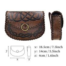 Viking Embossed Belt Bag, Vintage Medieval Faux Leather Side Pack, Middle Ages Portable Belt Pouch For LARP Ren Faire - A - 查看 7