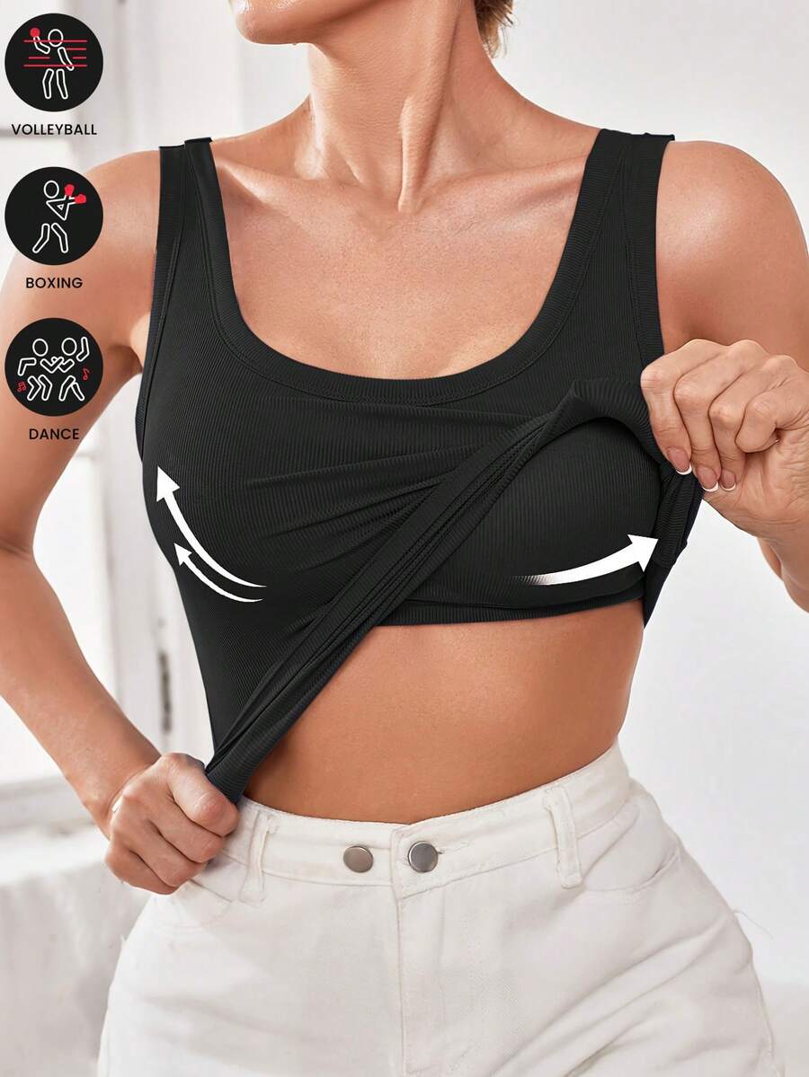 Sleeveless Ribbed Knit Tank Top Slim Fit Basic Casual Everyday Wear For Women - Black - View 1