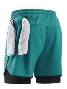 Men's Quick-Dry Contrast Trim Shorts, Featuring Contrast Striped Side Design, Suitable For Gym Training, Streetwear And Casual Occasions