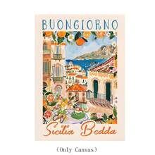 1 Stück - 3 Stücke/Set Leinwandkunst Italienische Stadt Amalfi Küste, Reiselandschaft Poster Wandbild Kunstdruck für Wohnzimmer Schlafzimmer Heim Dekoration