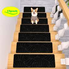 Stair Treads For Wooden Steps Indoor, 20*65cm 4/15pcs Non Slip Carpet Stair Treads With Reusable Adhesive For Elders And Dogs, 8*25.6inch Surface Polyester TPR Backing Stair Runner Rugs, Carpet Stair Treads - Multicolor - View 14