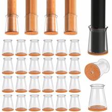 12/24/32PCS Chair Leg Floor Protectors, Furniture Pads For Hardwood Floors, Furniture Sliders For Chair Legs, Rectangle Floor Protectors For Chairs, Silicone Chair Leg Caps Cover,Effectively Protect The Floor