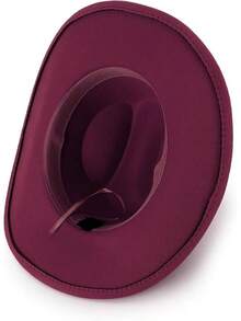 Classic Western Felt Cowboy Hat With Wide Brim For Outdoor Use - 1 包款式 2:勃根地酒紅 - 查看 10