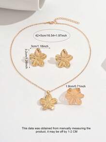 3/4pcs Fashionable & Versatile Zinc Alloy Camellia Jewelry Set, Suitable For Women's Daily Commute, Vacation, Party Outfits