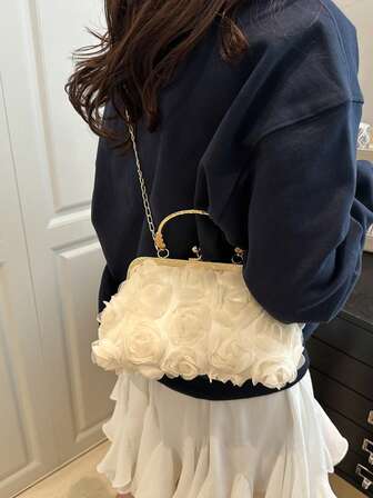 2025 Ny Handväska med Blomkedja Dammode Kuvertväska Axelväska Crossbodyväska, Enfärgad, Lämplig för Shopping, Plånbok, Shopping, Unga Kvinnor, Högskolestudenter, Nygifta, Tjänstemän. Lämplig för Kontor, Universitet, Arbete, Affärer, Pendling, Friluftsaktiviteter, Resor och Picknick.