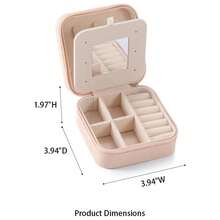 New- All Travel Jewelry Case, To Go Portable Jewelry Box, Travel Jewelry ,Portable Jewellery Storage Holder For Rings Earrings Necklace, Gifts For Girls Women  Mirror -Pink - 粉色 - 查看 6