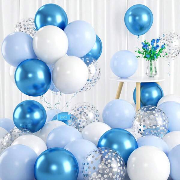 Conjunto de 50/30/20 globos de látex azules, decoración romántica para fiestas, cumpleaños, bodas, accesorios de fotografía