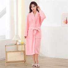 1 pieza Bata de baño para adultos, rosa, de felpa suave y absorbente de coral blanco a cuadros de piña, de secado rápido con capucha, adecuada para spa, hogar, baño, dormitorio, unisex vuelta al cole
