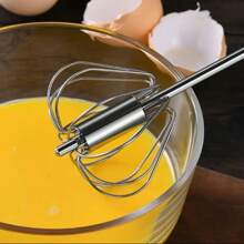 Halfautomatische handmatige melkopschuimer/garde van roestvrij staal, handmatige drukmixer voor koffie, melk, room en eieren - Ongeladen keukengereedschap voor bakken en koken - Gebruiksvriendelijke handmixer voor koken en bakken - Efficiënt mengontwerp voor bakken en melkschuim, Duurzaam roestvrij huishoudelijk keukengereedschap, Stijlvol ringvormig handvat in willekeurige kleur