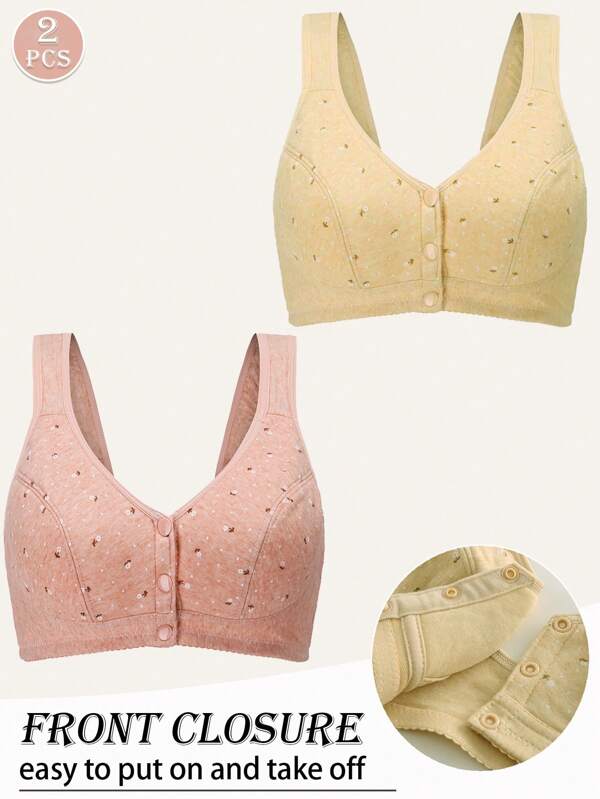 2 piezas Sujetador bralette con cierre delantero y push-up sexy para mujer para el verano, anti-caída