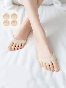 1/2/5 Paar Damen Anti-Blasen Halbe-Handfläche Fünf-Zehen Socken, Halbgrößen Pads für atmungsaktive High Heels, unsichtbare Vorderfuß Socken mit geteilten Zehen für High Heels, rutschfest, schweißabsorbierend, atmungsaktiv und belüftet, inklusive weicher Pads für High Heels, ergonomisches Design für höchsten Komfort