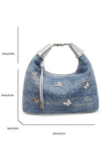 New Women Handbag Solid Color Minimalist Tote Bag One Shoulder Crossbody Bag Large Capacity - Royal Blue - View 2