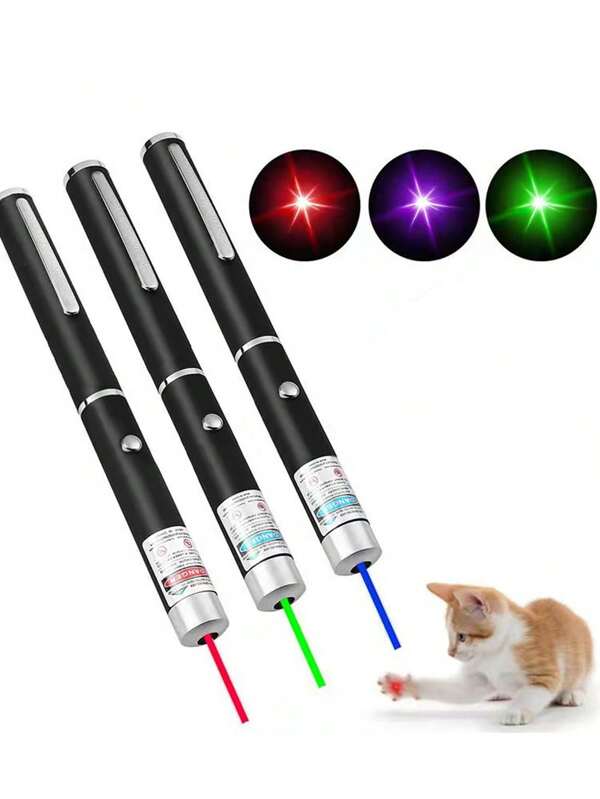 1 Piece/2 Pieces/5 Pieces Random Long Portable Laser Pointer Cat Toy, Pet Training Interactive Toy, Aluminum Alloy White Infrared Laser Pointer Stick, Pet Cat Teaser Laser Pen Without Battery, Requires 2 * AAA7 Dry Battery Fixed Focus, Dot Spot, Continuous Output, Continuous Service Life>5000 Hours
