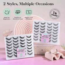 Pestañas autoadhesivas de aspecto Natural, pre-pegado sin pegamento necesario reutilizable prensa sobre pestañas postizas tenues con pinzas de tiras adhesivas de reemplazo 8-14mm 5 pares (CVJ205) - CJ01 - Ver 6