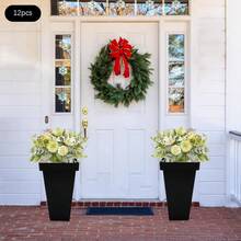12 Pcs Flower Buckets 13.4 Inch Modern Floral Bucket Freestanding Plastic Flower Vases Floral Centerpiece Container For Table Home Wedding Party Decoration Decor (Black)[Best Gift For Family&Friends] - 黑色 - 查看 6