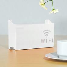 1pc Router Storage Box With 2pcs Adhesive Strips, Multi-Colors Available, High Quality Material, Modern Minimalist Design Won't Block Signal, Colorful Wavy Pattern, Rectangular With Hollow WIFI Logo Detail, For Storing Router, Suitable For Home
