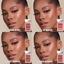 4PCS Blush, Highlighter & Contour Palette | Long-Lasting, Blendable, Waterproof, Gloss Finish, Perfect For All Skin Types, With Mirror-Finish Compact - Pink/Red Shades