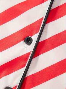 Women Christmas Pajama Set, Striped Long Sleeve Shirt With Pants Sleepwear Loungewear - Đỏ - Xem 4