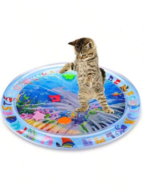 Verdikte watersensor speelmat voor huisdieren, 2024 nieuwe sensorische waterspeelmat voor katten, koelmat voor katten, watersensor mat voor katten, honden koel comfort opblaasbare watermat voor op de buik