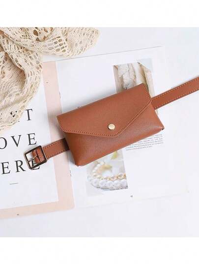 1pc Plain Color PU Leather Minimalist Fanny Pack, Fashionable Mini Phone Key Waist Bag, Decorative Belt Loop, Suitable For Students, Women, Work Commute, Daily Wear, Travel, Can Be Gift For Friends, Girlfriends, Mothers