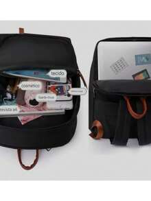 Large Capacity Laptop Backpack Nylon School Book Bag - Màu Khaki - Xem 2