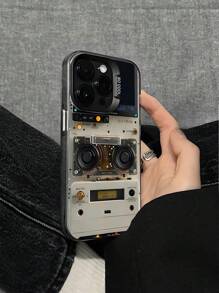1 pieza Funda protectora para teléfono con diseño de radio retro y acabado mate anti-caídas, compatible con iPhone 11, 12, 13, 14, 15, 16 Pro Max, X, XS, XR, 16E, 15 Plus, y Galaxy A03, A05, A05S, A12, A14, A15, A32 4G/5G, A35, A52/A52s 5G, OPPO A16, A17, A36, A57 4G, A58 4G, A60, A78 4G, A94, A95