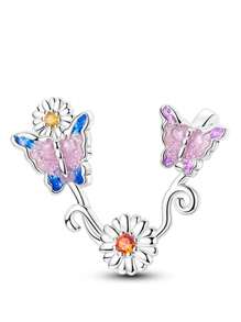 STYFNE 1pc Shiny Bow Beaded Decoration, Butterfly Flying Beads Bow Clasp Dragonfly Pendant Beads For DIY Bracelet, Women Jewelry, Handmade Daily Small Gift