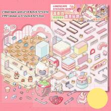 Diy Cute, Stress-Relieving, Stacked Stickers, 3d Stereoscopic Stickers With Miniature Landscape Stickers, Factory Assembly Line Scenes School Supplies,Back To School