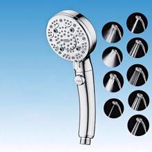 Handheld Shower Head With 9 Pressure Settings, Multi-Mode Shower Sprayer, One-Click Water Stop, Includes Hose And Bracket Set, Stronger Water Flow For A More Thorough Rinse